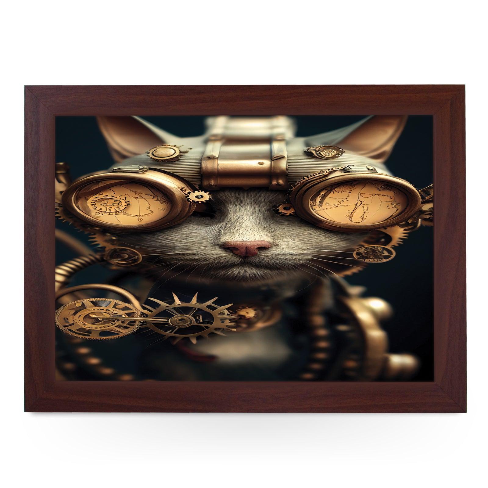 Steampunk Goggles Cat Lap Tray - L1033 - Cushioned Lap Trays by Yoosh