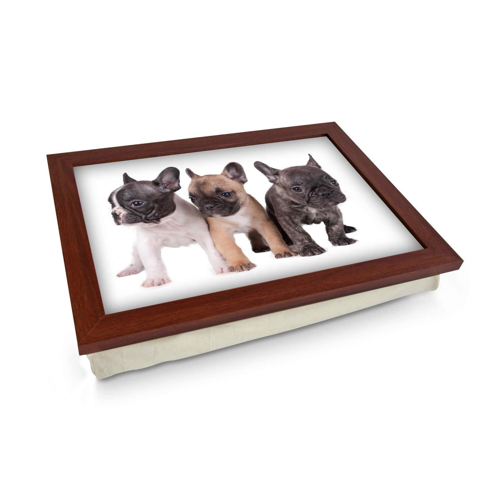 Three French Bull Dog Puppies Lap Tray - L0079 Personalised Lap Trays