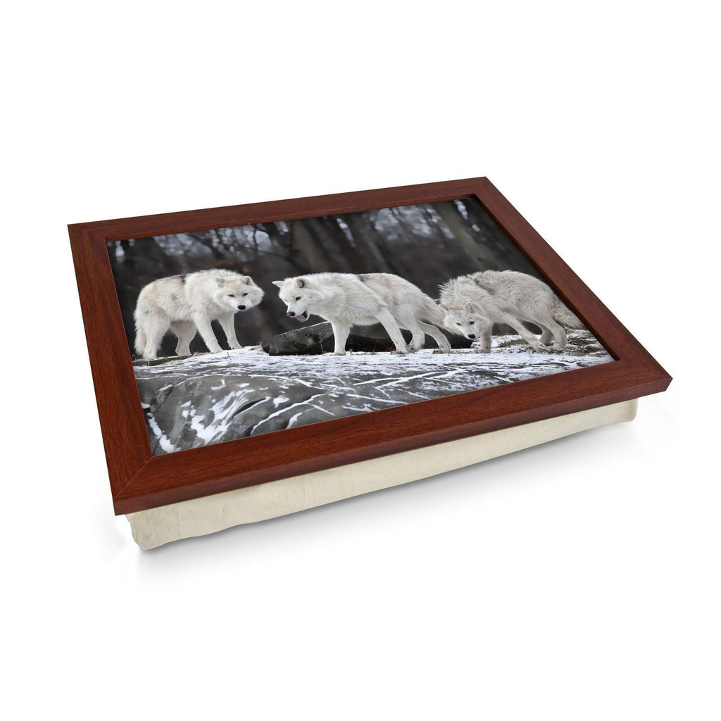 Three White Wolves Lap Tray - L0003 Personalised Lap Trays