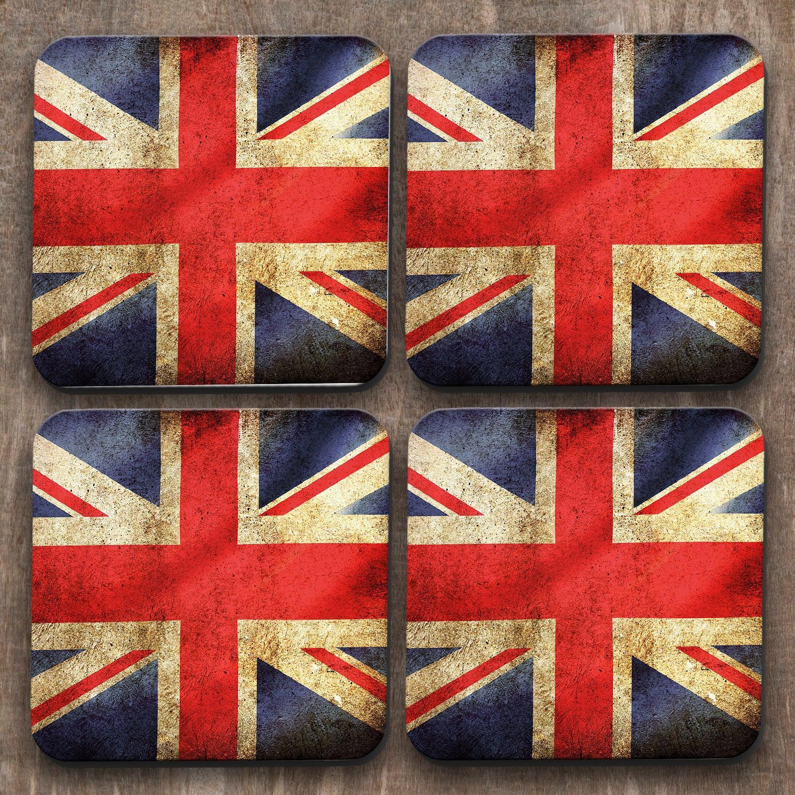 Union Jack x 4 Coasters C0046 Cushioned Lap Trays by Yoosh