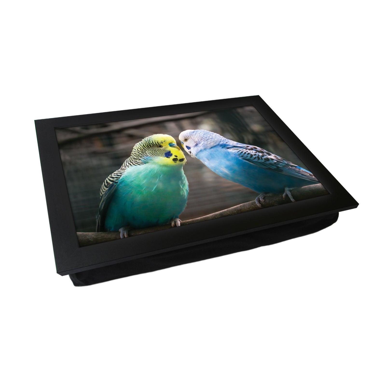 Vibrantly Colourful Budgies Lap Tray - L1188 - Cushioned Lap Trays by Yoosh