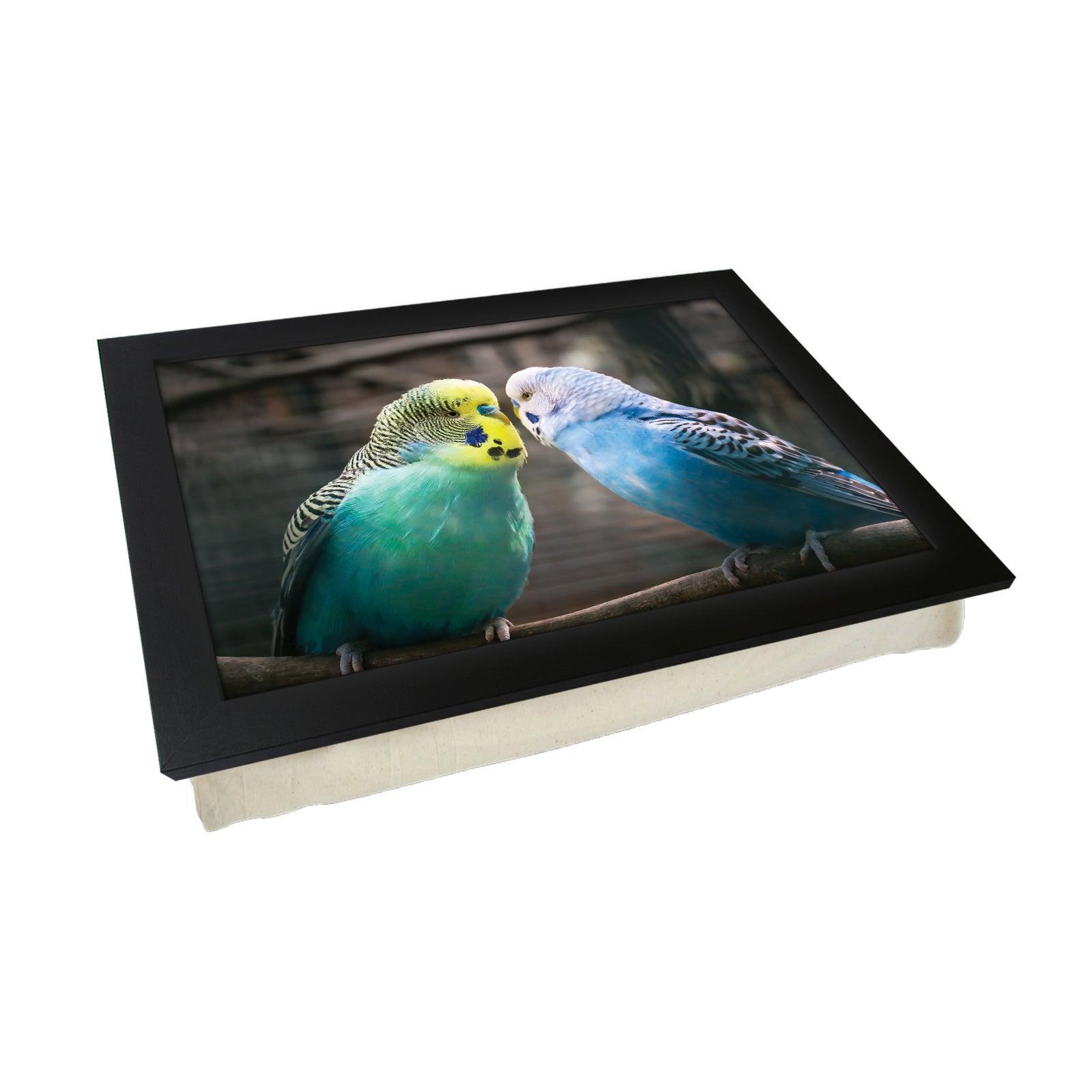 Vibrantly Colourful Budgies Lap Tray - L1188 - Cushioned Lap Trays by Yoosh