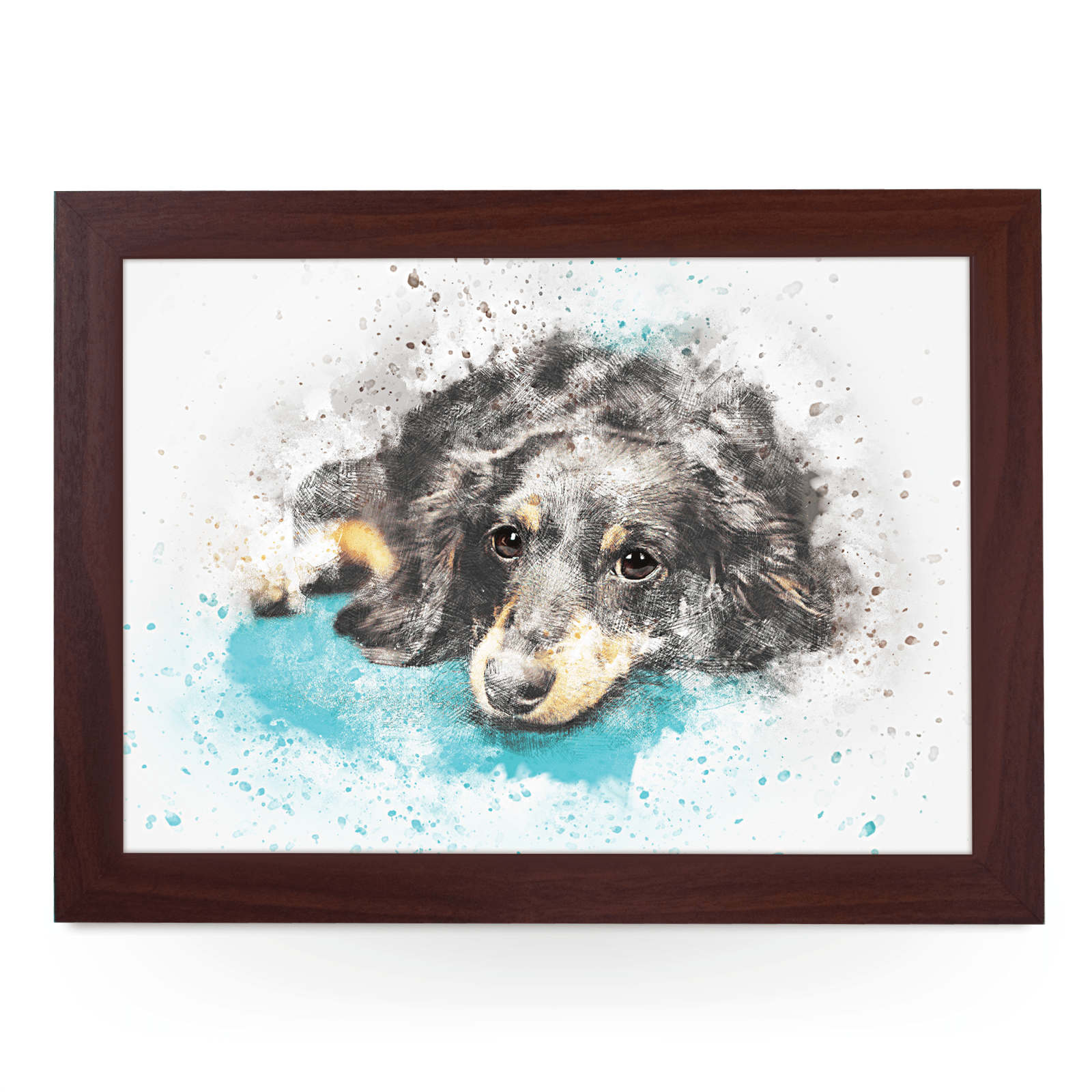 Water Coloured Dachshund Cross Lap Tray - L858 - Cushioned Lap Trays by Yoosh