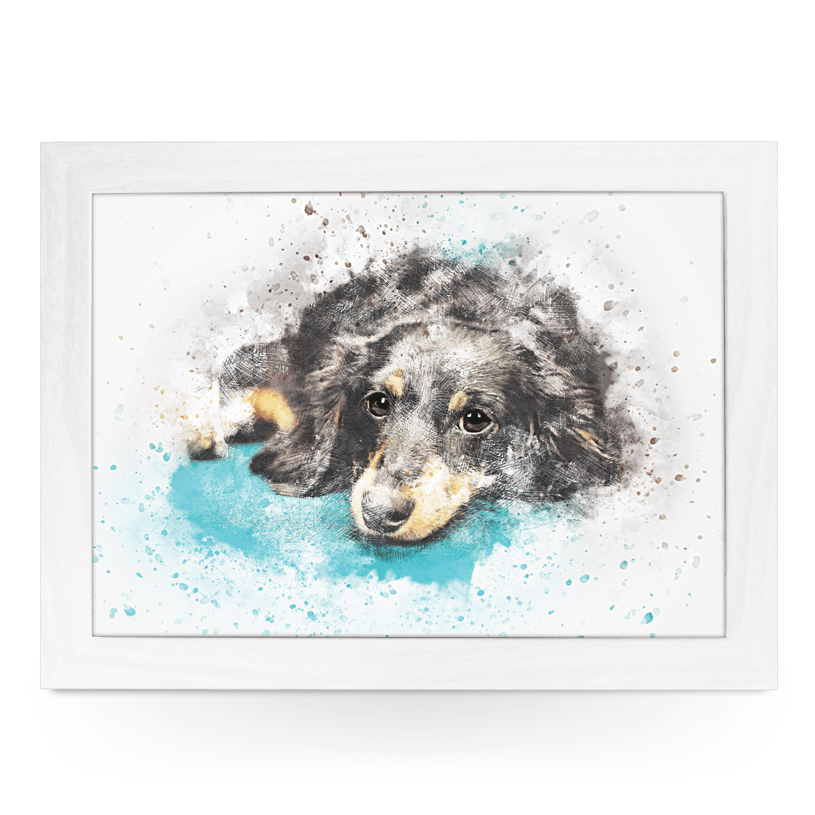 Water Coloured Dachshund Cross Lap Tray - L858 - Cushioned Lap Trays by Yoosh