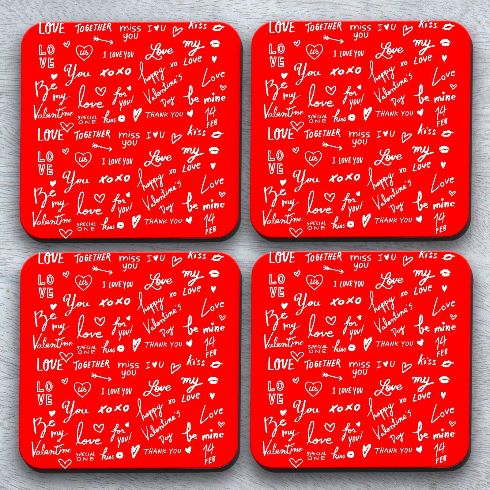 Words Of Love x4 Coaster set Cushioned Lap Trays by Yoosh