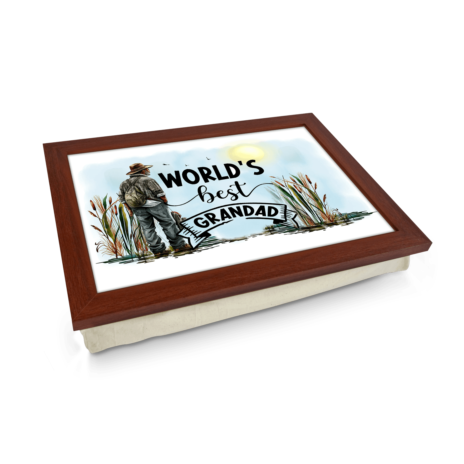 Worlds Best Grandad Lap Tray - L682 - Cushioned Lap Trays by Yoosh