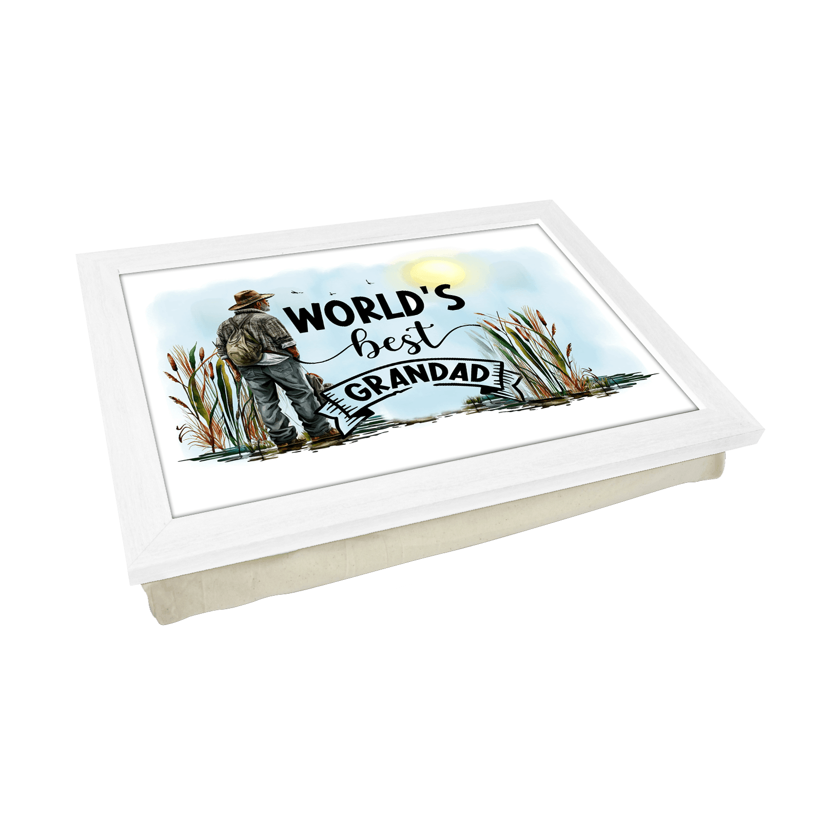 Worlds Best Grandad Lap Tray - L682 - Cushioned Lap Trays by Yoosh