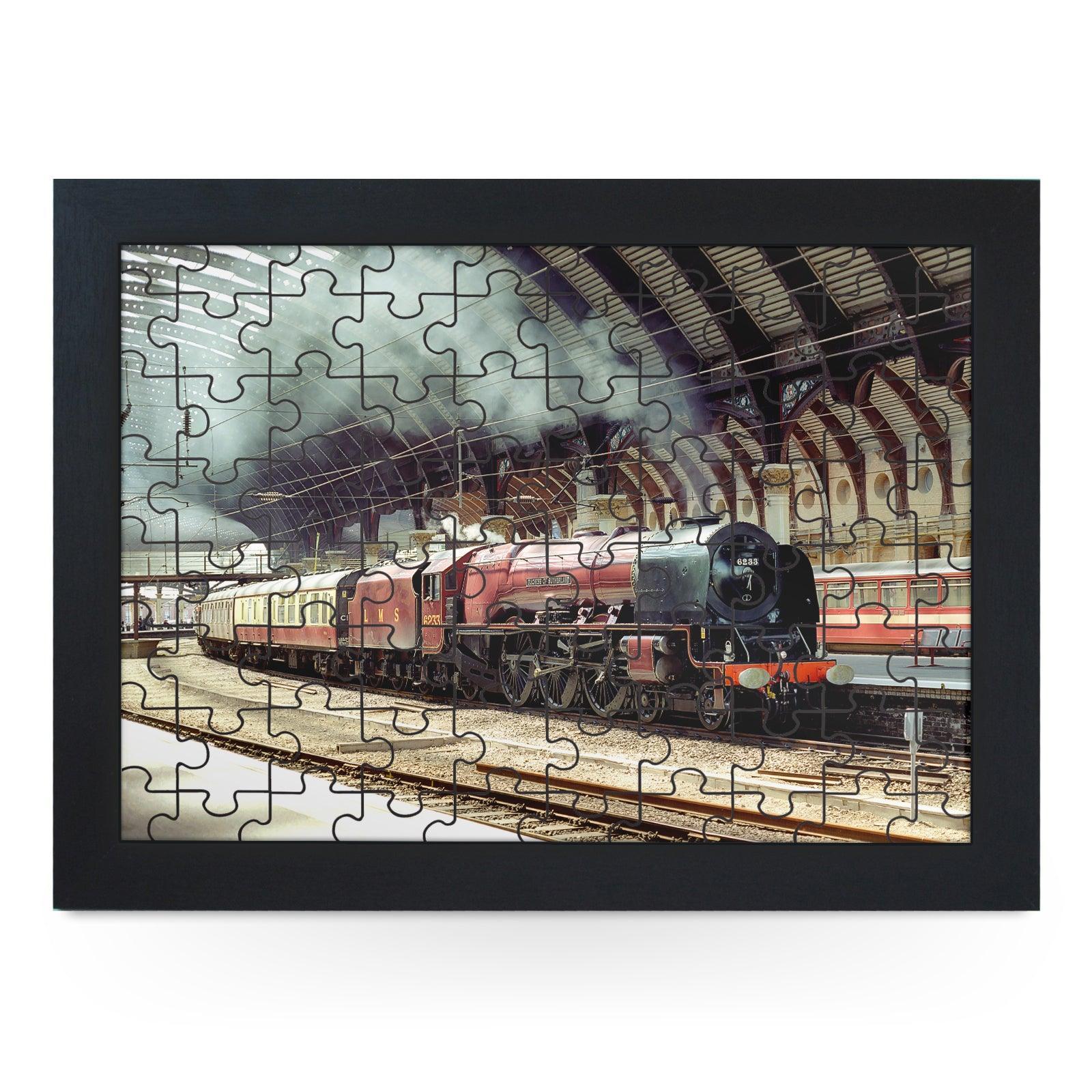 York Station Train Jigsaw Puzzle with Frame (180pcs) Cushioned Lap Trays by Yoosh