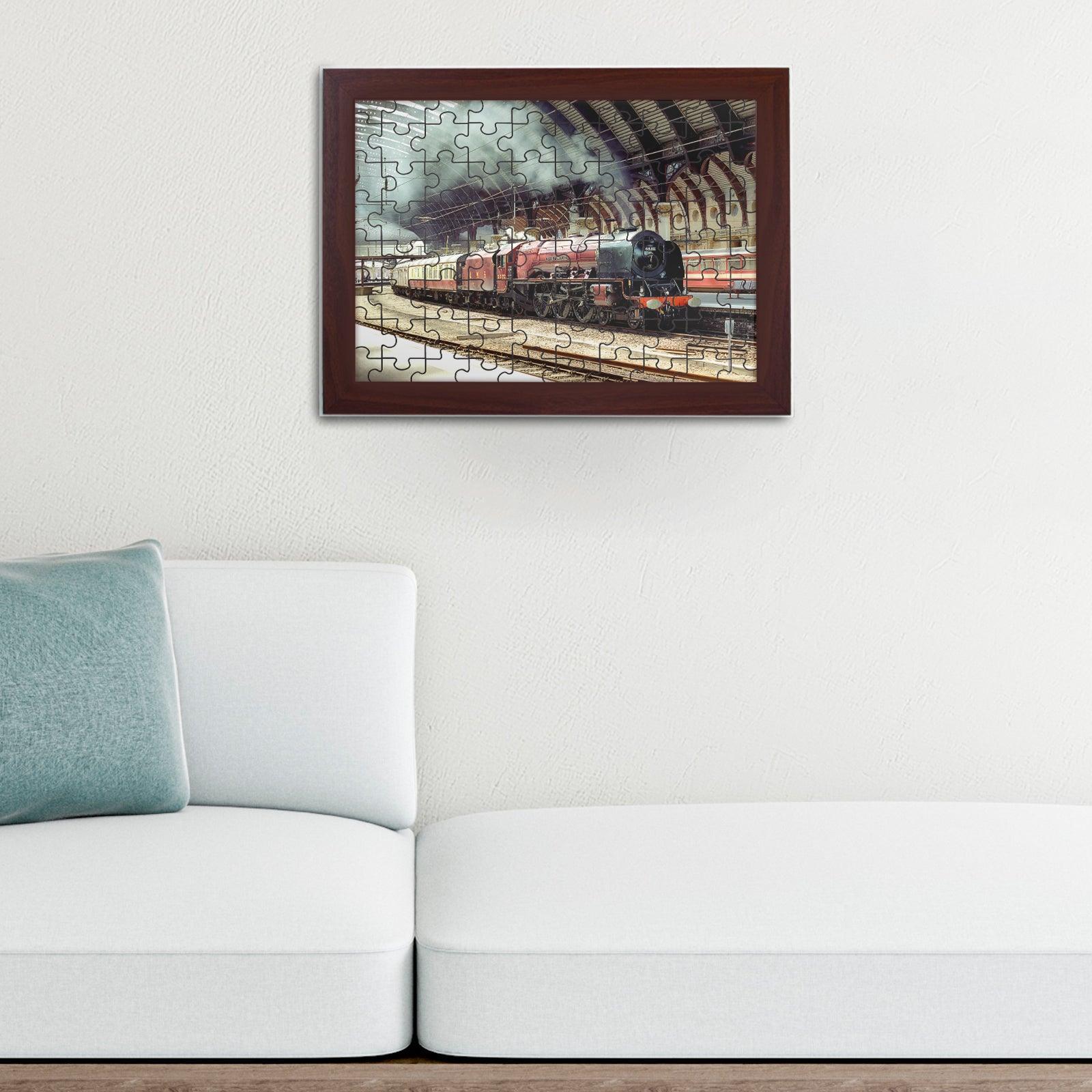 York Station Train Jigsaw Puzzle with Frame (180pcs) Cushioned Lap Trays by Yoosh