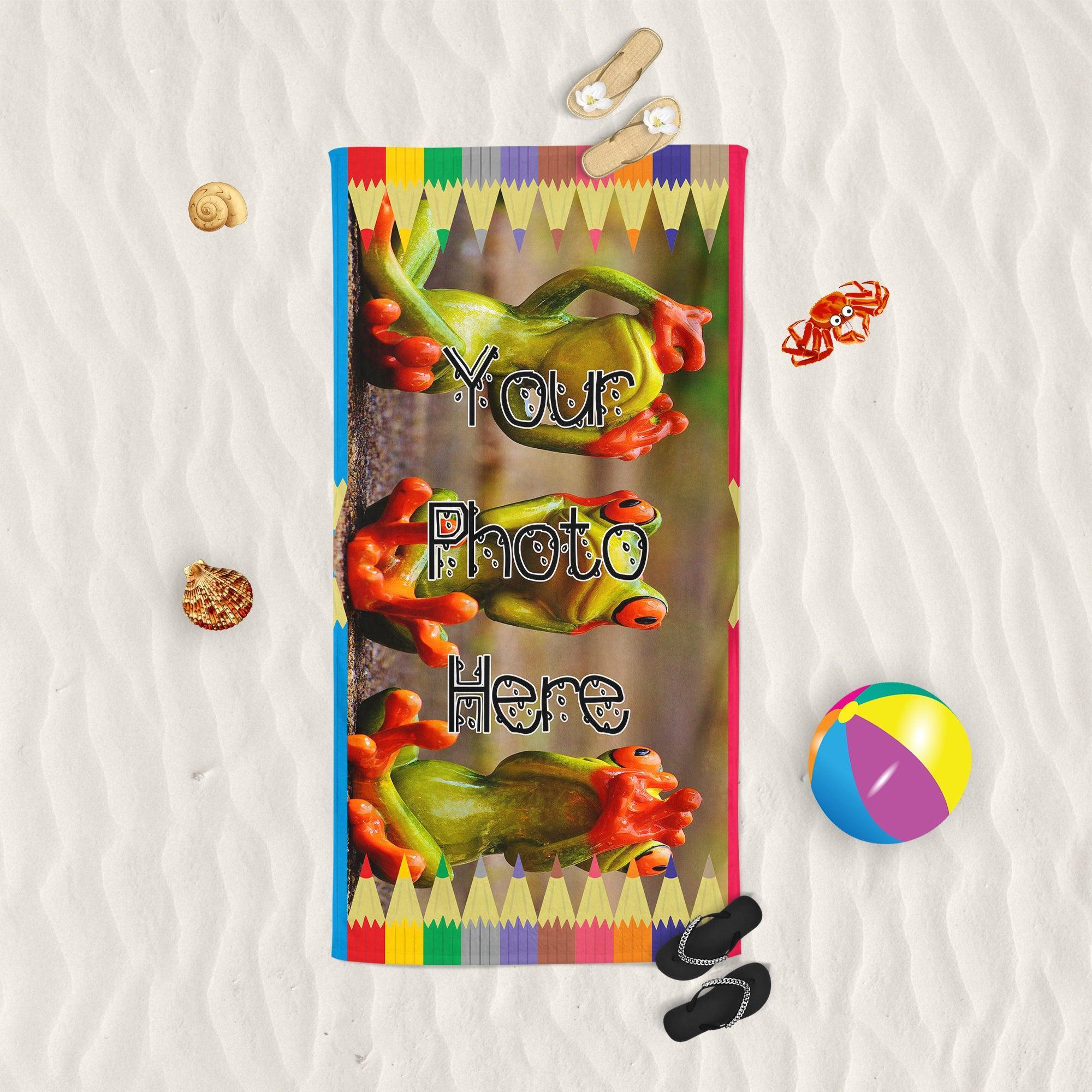 YOUR PHOTO In A Colouring Pencils Frame - Beach Towel Cushioned Lap Trays by Yoosh