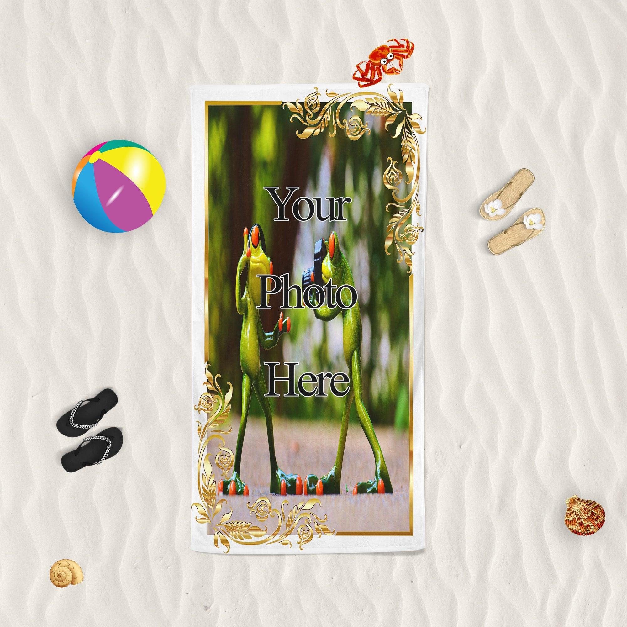 YOUR PHOTO In A Golden Frame - Beach Towel Cushioned Lap Trays by Yoosh