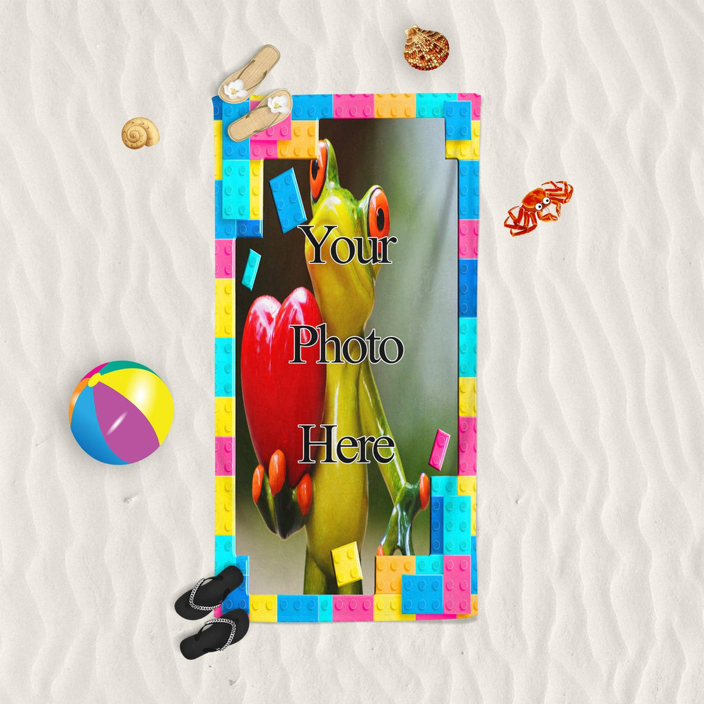 YOUR PHOTO In A Lego Brick Frame - Beach Towel Cushioned Lap Trays by Yoosh