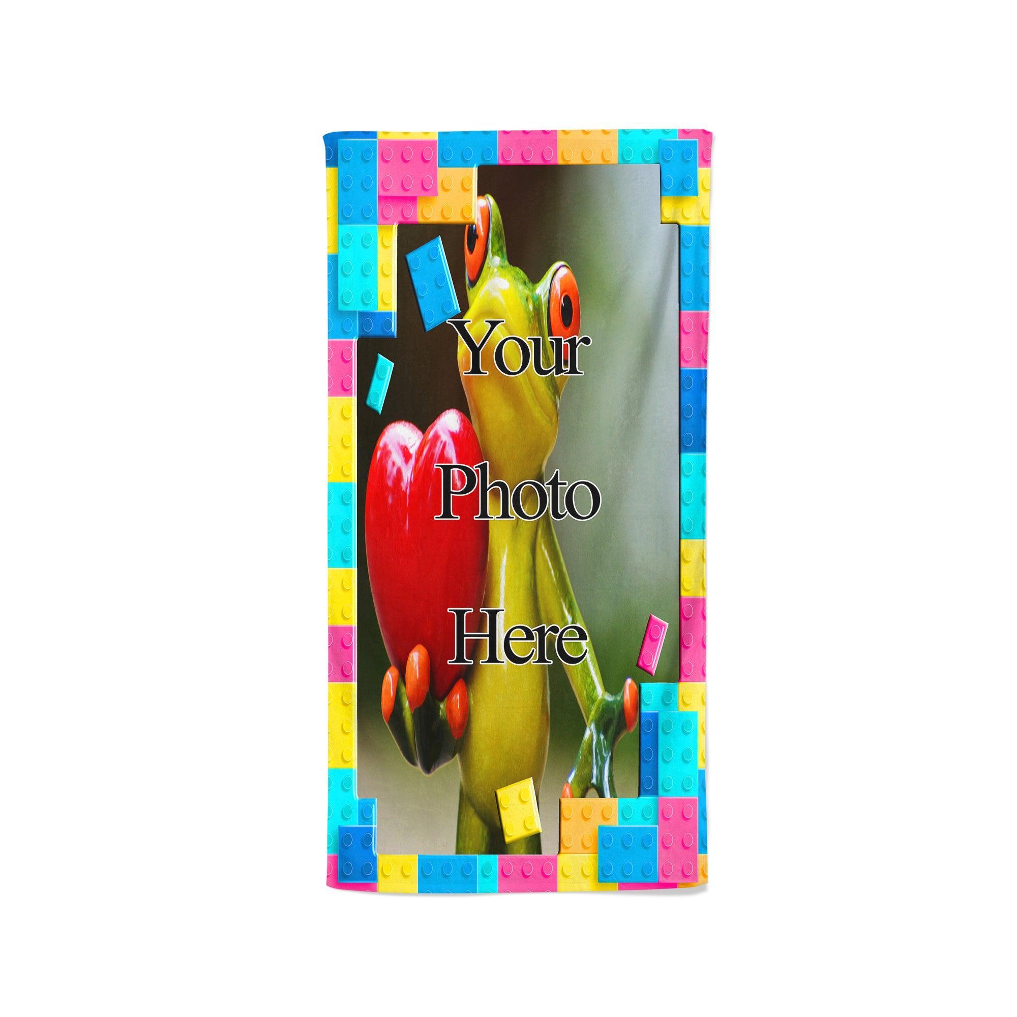 YOUR PHOTO In A Lego Brick Frame - Beach Towel Cushioned Lap Trays by Yoosh