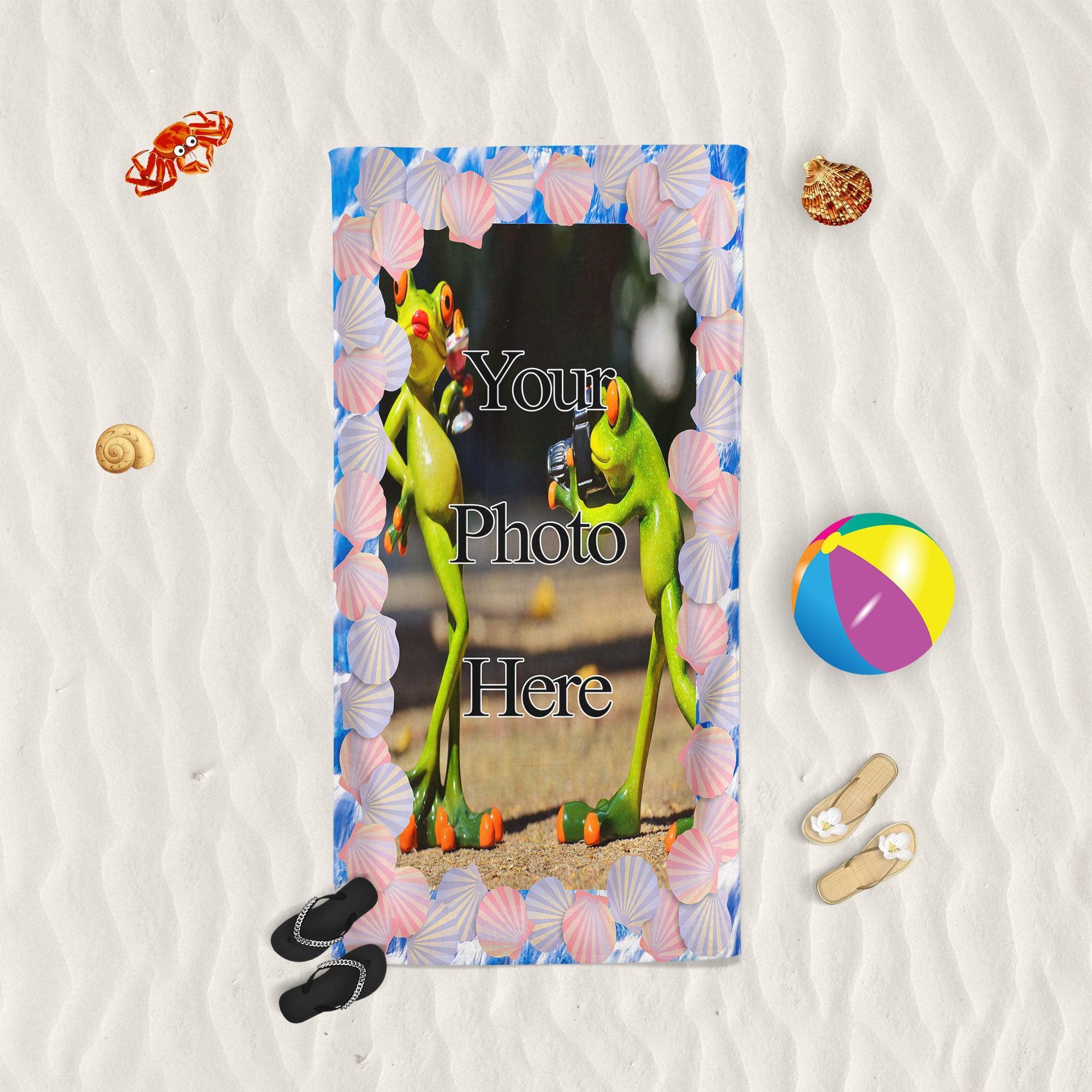 YOUR PHOTO In A Seashell Frame - Beach Towel Cushioned Lap Trays by Yoosh