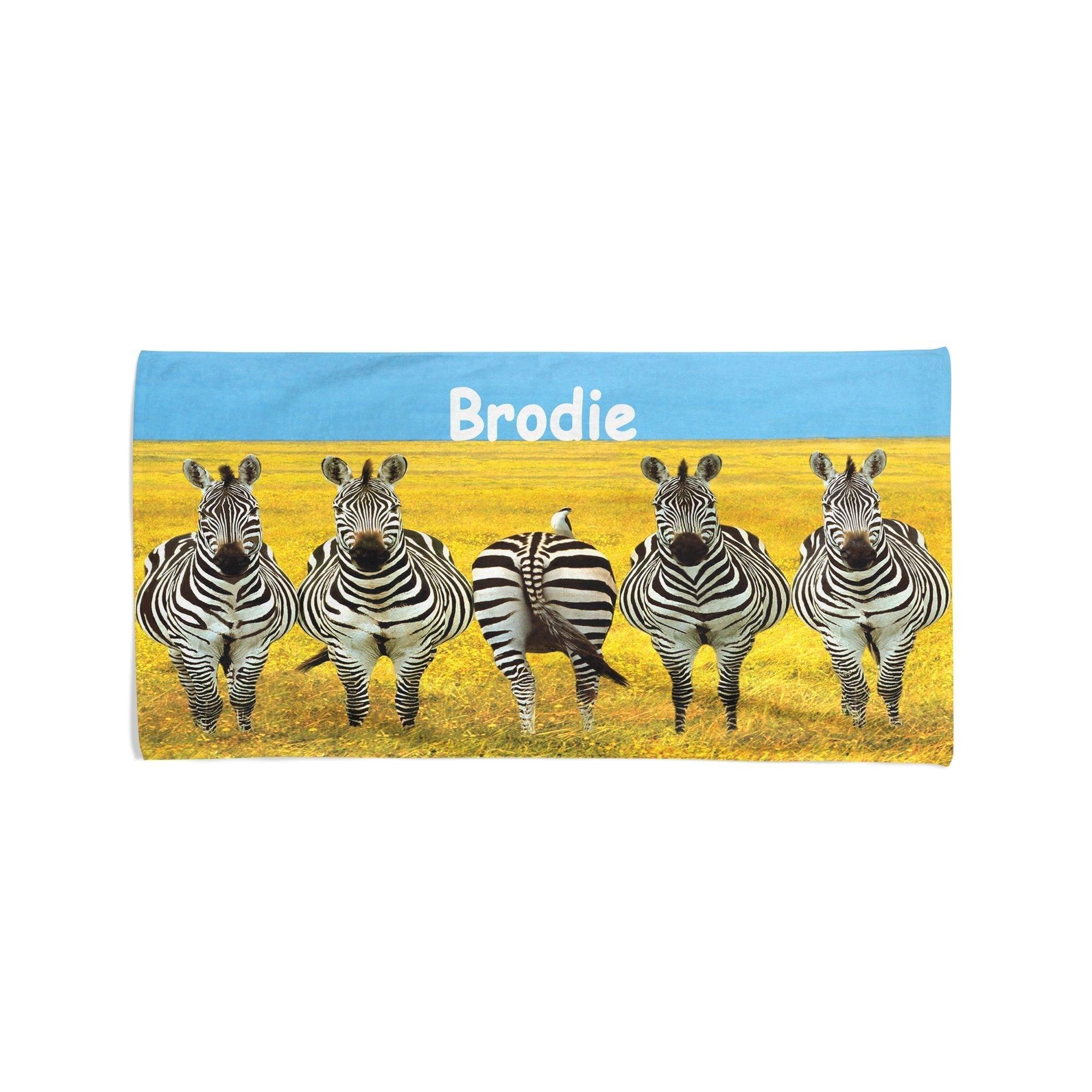 Zebras In A Field - Beach Towel Cushioned Lap Trays by Yoosh