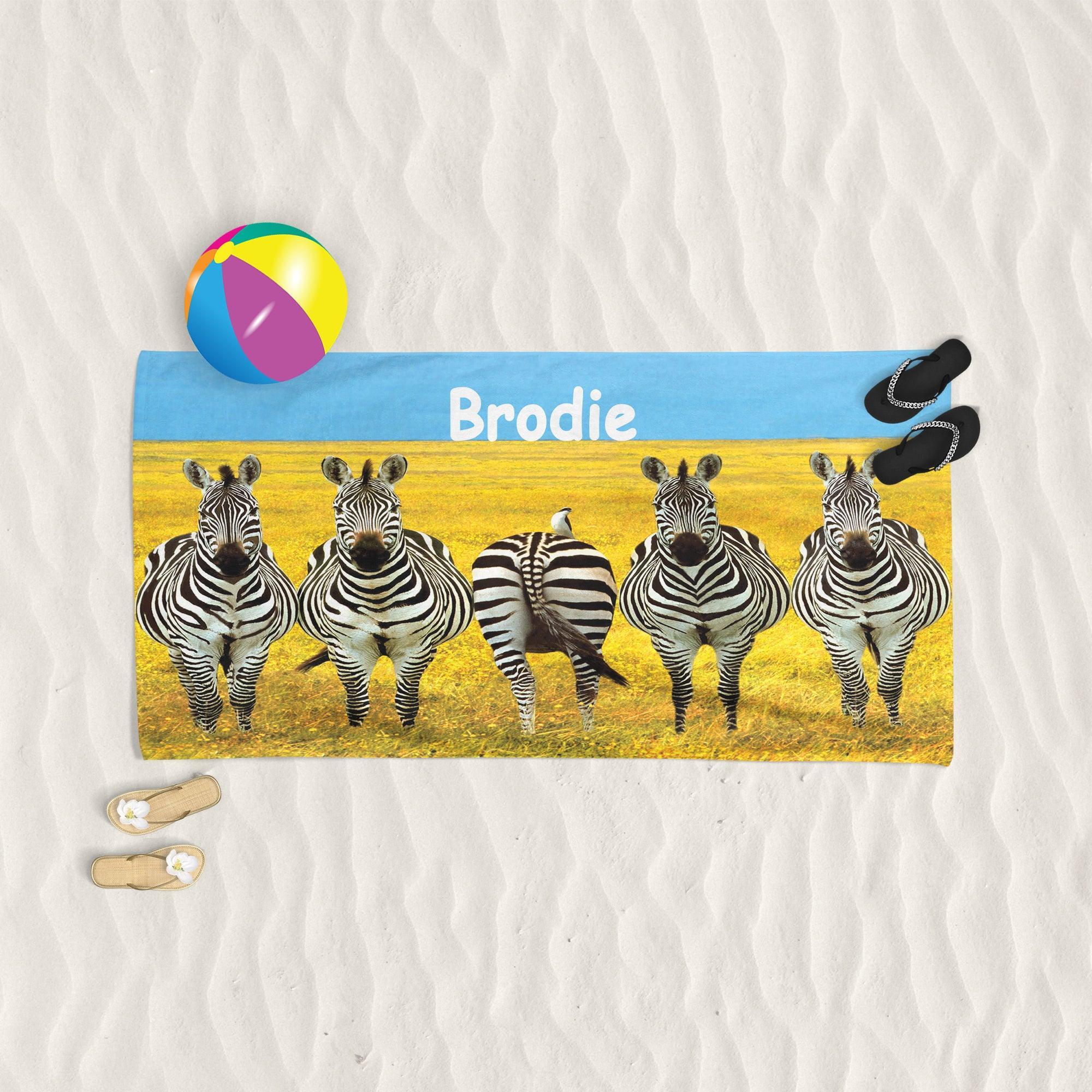 Zebras In A Field - Beach Towel Cushioned Lap Trays by Yoosh