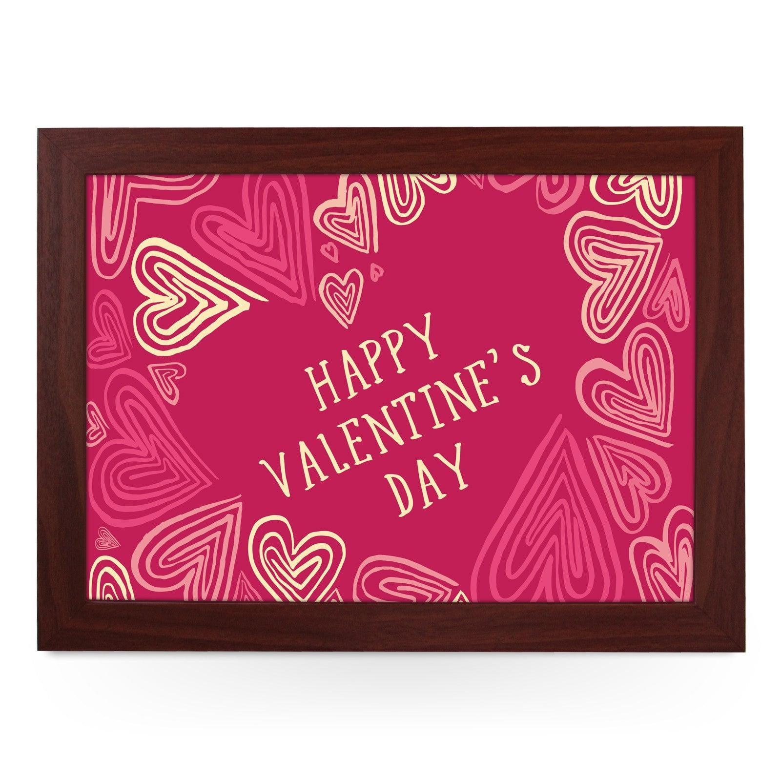 Happy Valentine's Day Drawn Hearts Lap Tray - L0457 Personalised Lap Trays