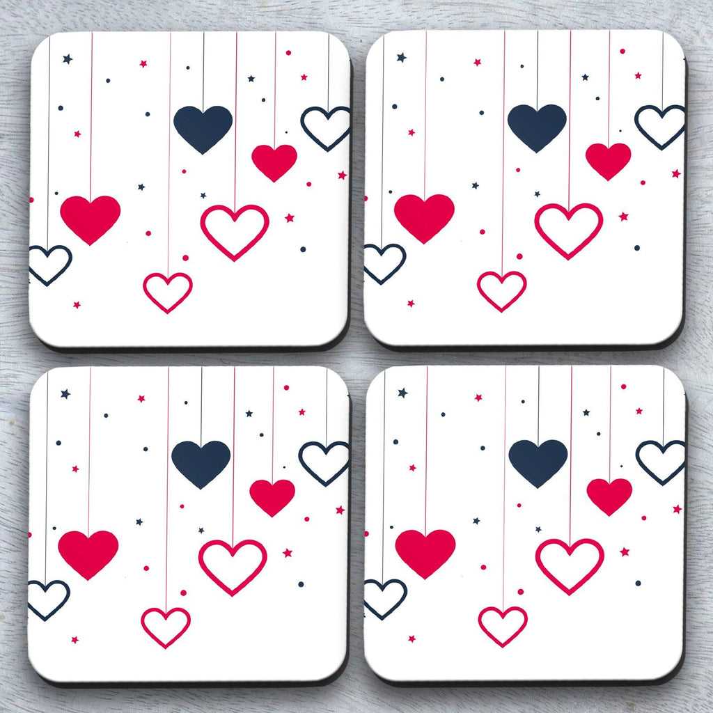 New* Dropping Hearts x4 Coaster set Cushioned Lap Trays by Yoosh