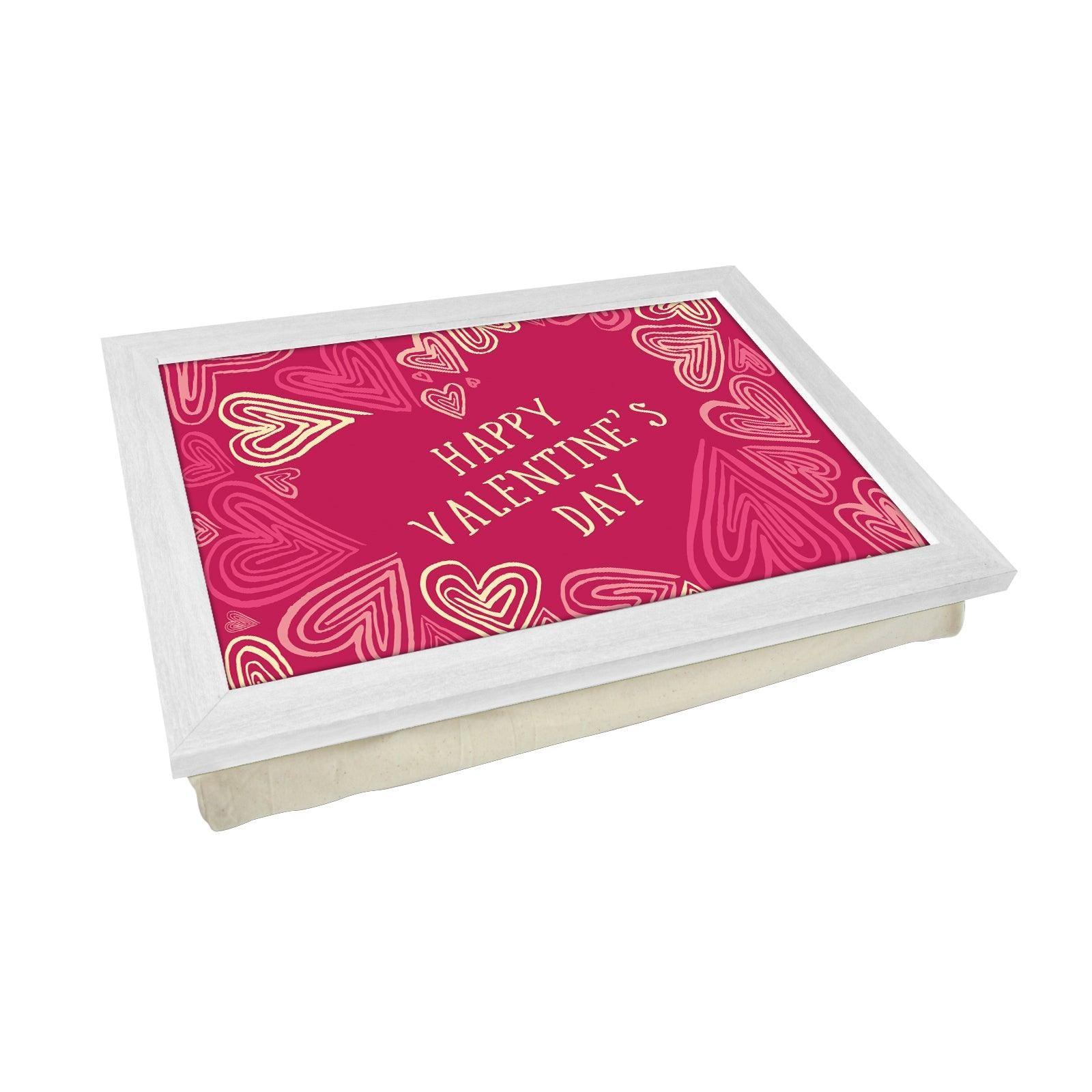 Happy Valentine's Day Drawn Hearts Lap Tray - L0457 Personalised Lap Trays