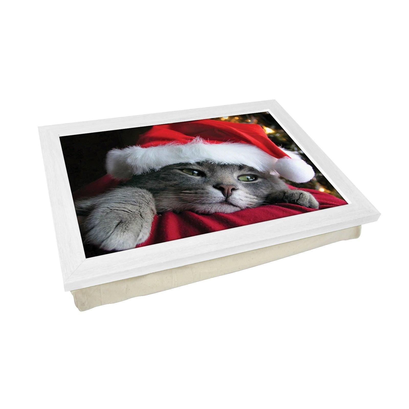 Cat Wearing A Santa Hat Lap Tray - L0570 Personalised Lap Trays
