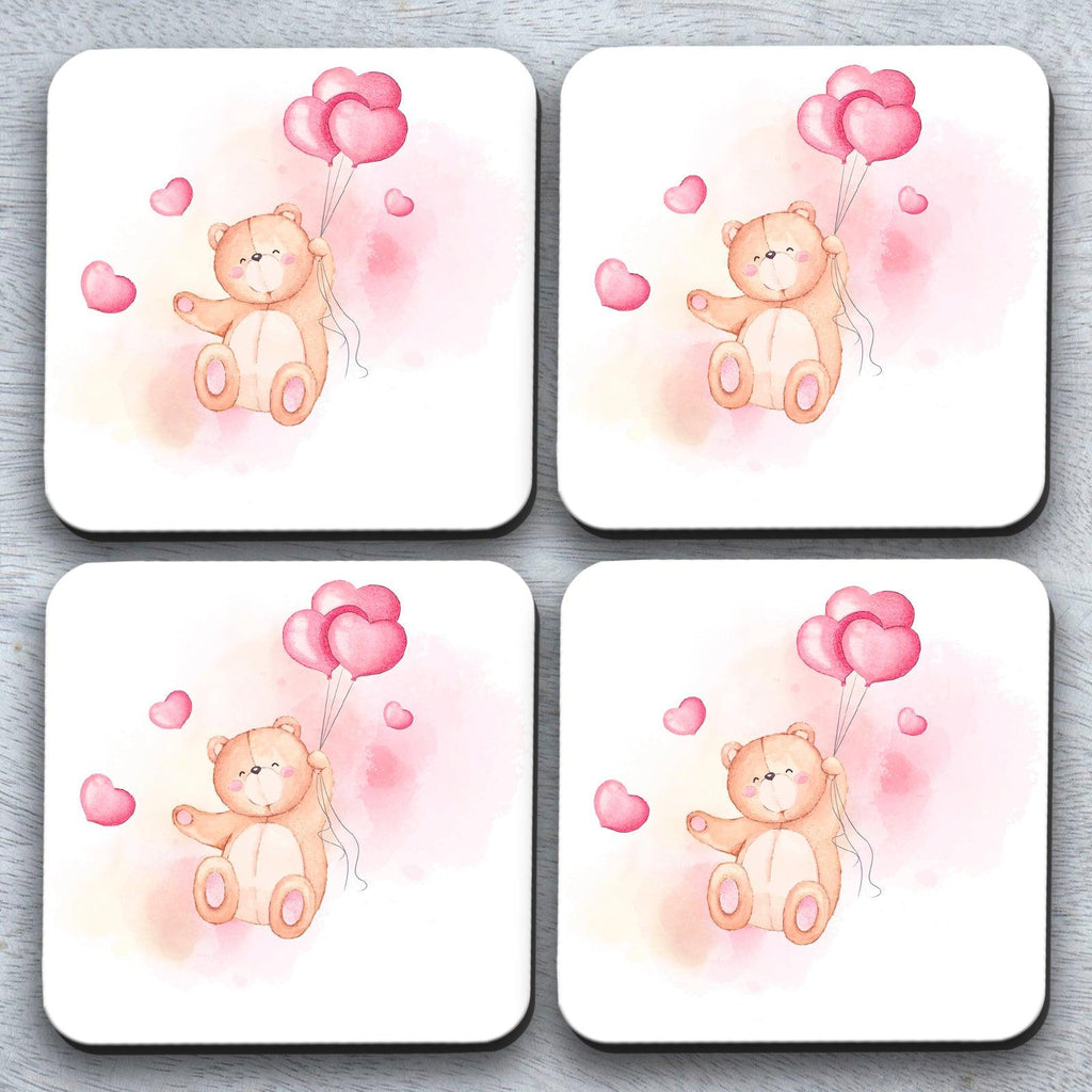 A Love Bear x4 Coaster set Cushioned Lap Trays by Yoosh