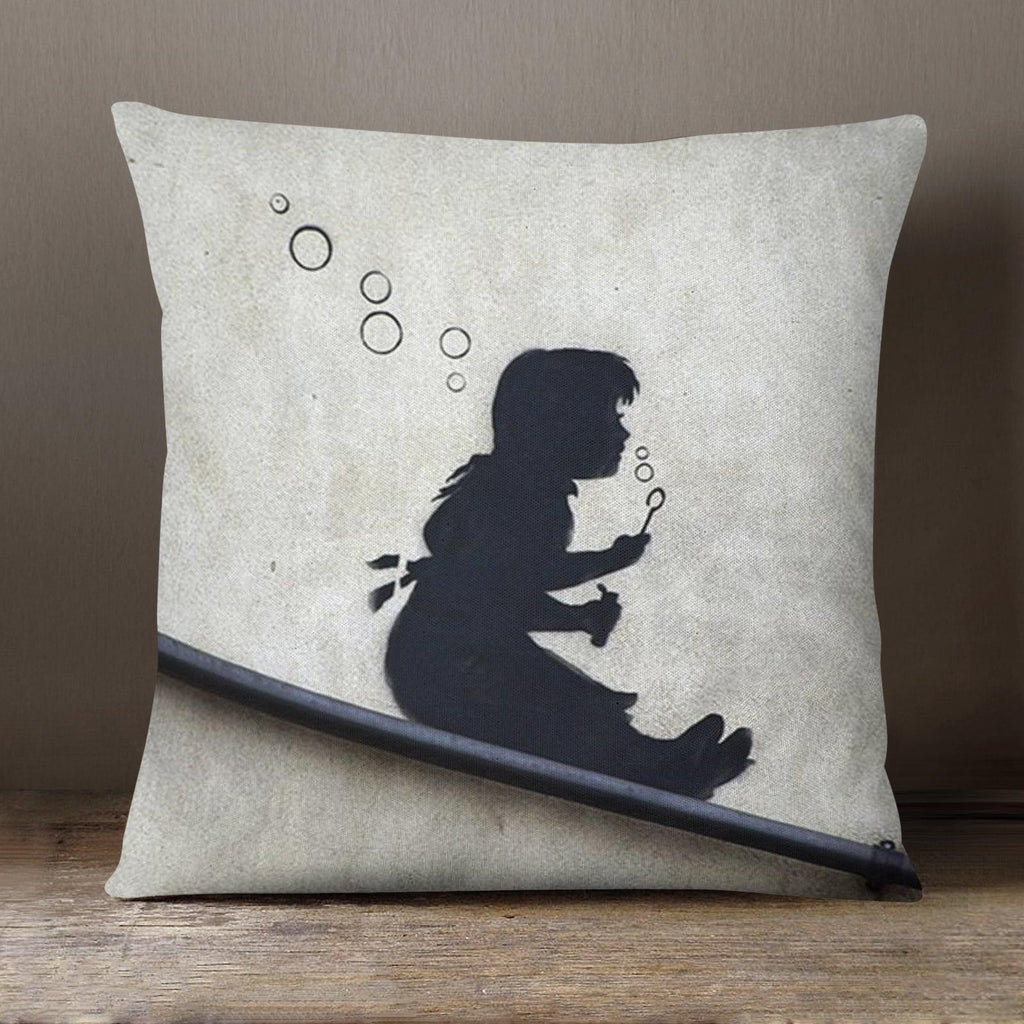 Banksy Bubble Girl - 40 x 40 cm Cushion (L0469) Yoosh