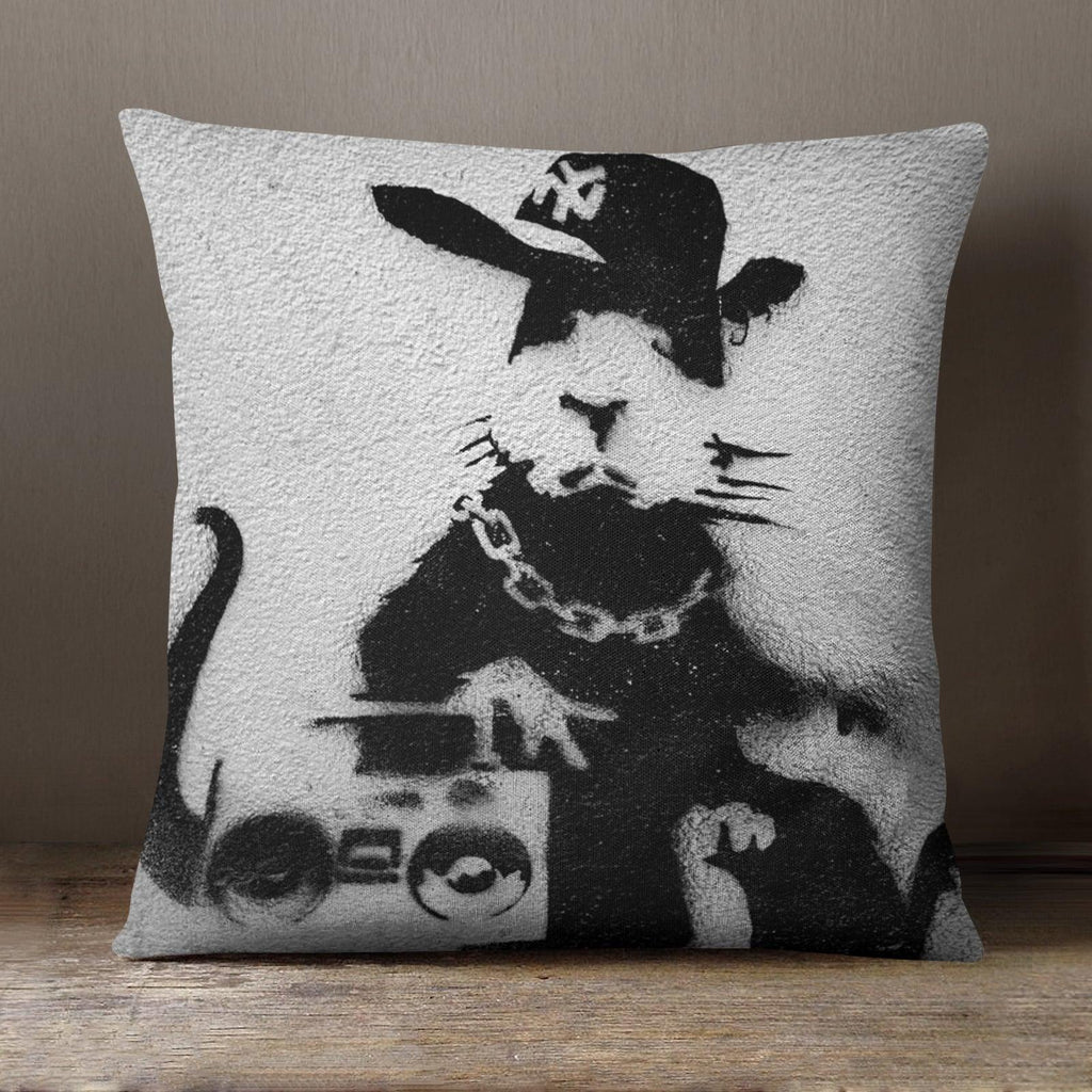 Banksy Rapper Rat - 40 x 40 cm Cushion (L0474) Yoosh