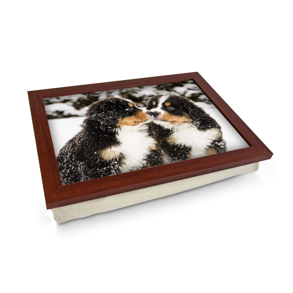 Bernese Mountain Puppies in the Snow Lap Tray - L0160 Personalised Lap Trays