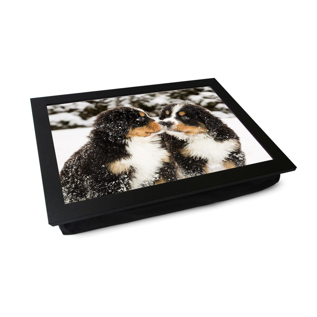 Bernese Mountain Puppies in the Snow Lap Tray - L0160 Personalised Lap Trays