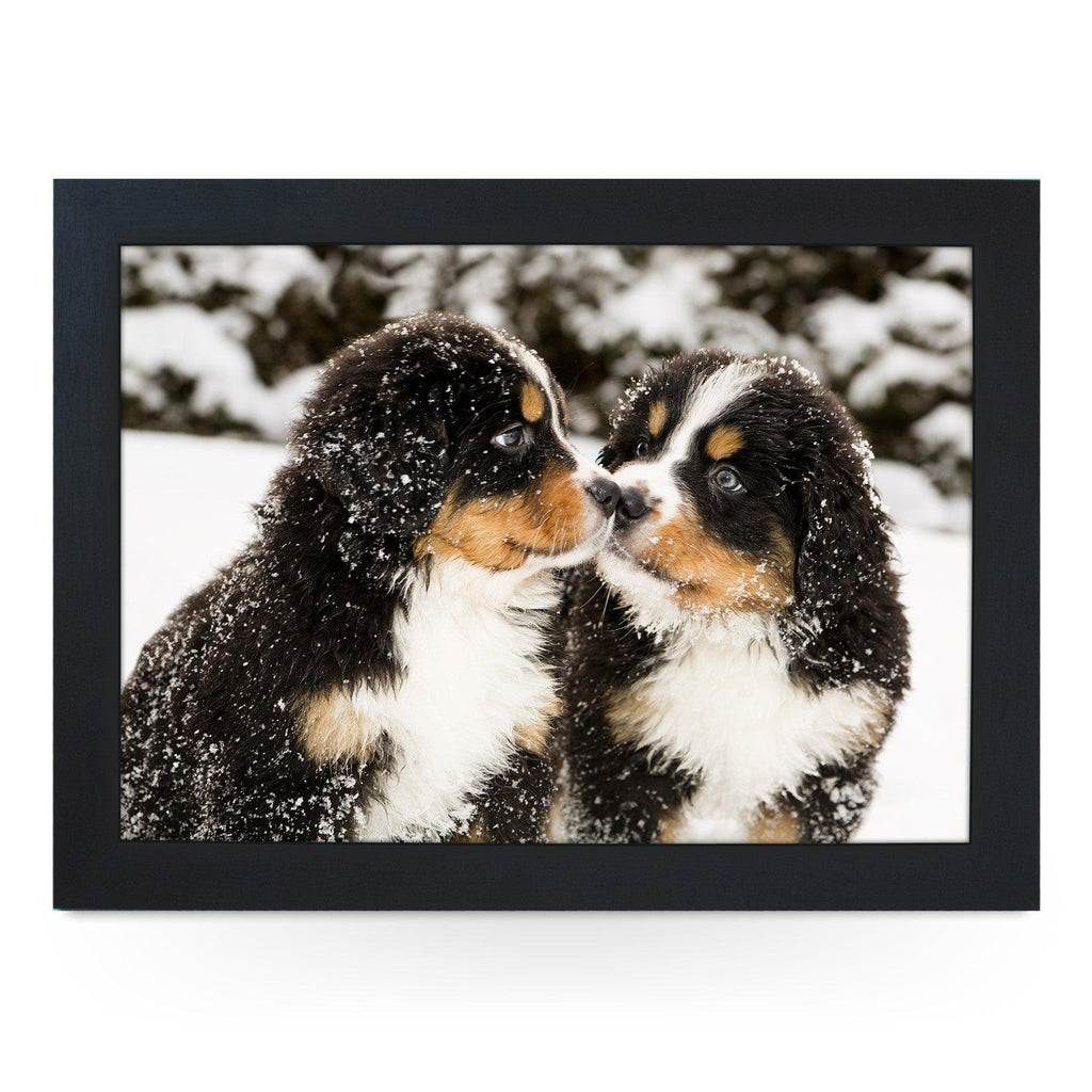 Bernese Mountain Puppies in the Snow Lap Tray - L0160 Personalised Lap Trays