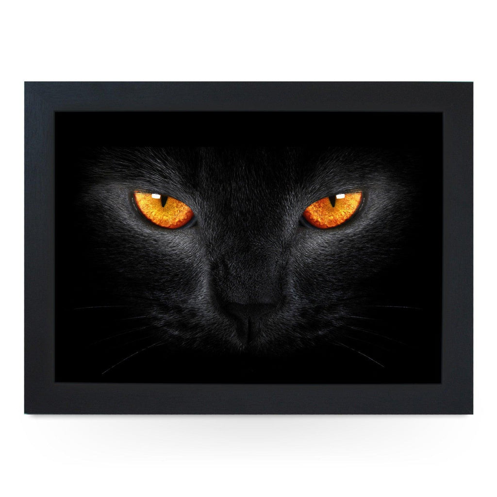 Black Cat with Orange Eyes Lap Tray - L0164 Personalised Lap Trays
