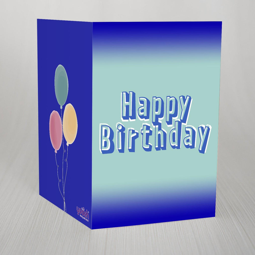 Blue Happy Birthday Personalised Greetings Card Yoosh