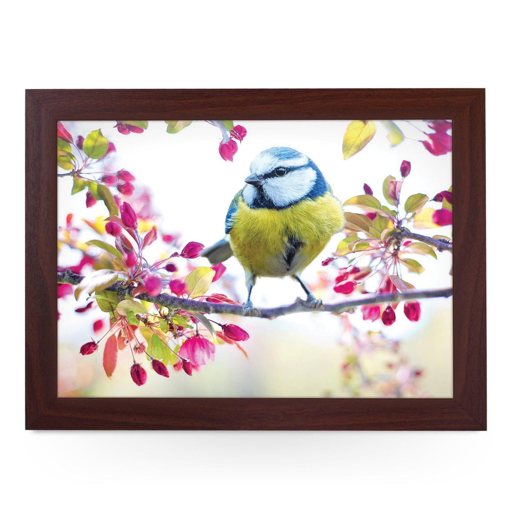 Blue Tit Bird On A Blossoming Spring Branch Lap Tray - L1189 - Cushioned Lap Trays by Yoosh