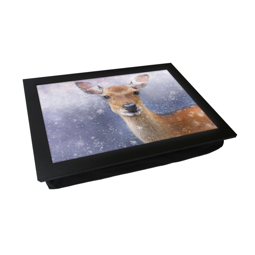 Deer In The Snow Illustration Lap Tray Lap Tray - L1192 - Cushioned Lap Trays by Yoosh
