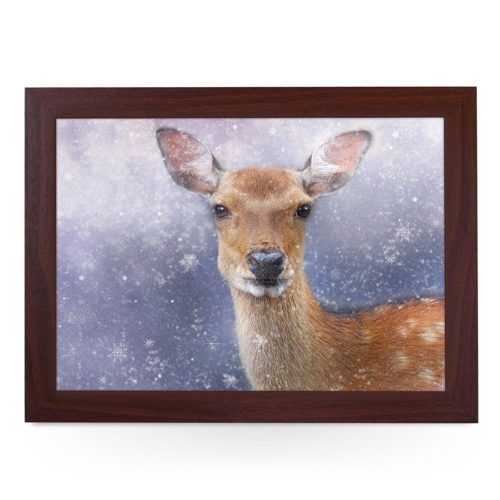 Deer In The Snow Illustration Lap Tray Lap Tray - L1192 - Cushioned Lap Trays by Yoosh