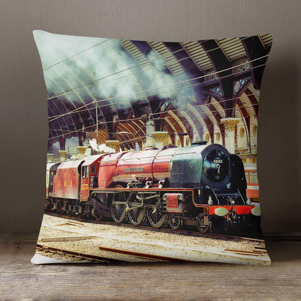 Duchess Of Sutherland at York Station - 40 x 40 cm Cushion (JFS00031) Yoosh