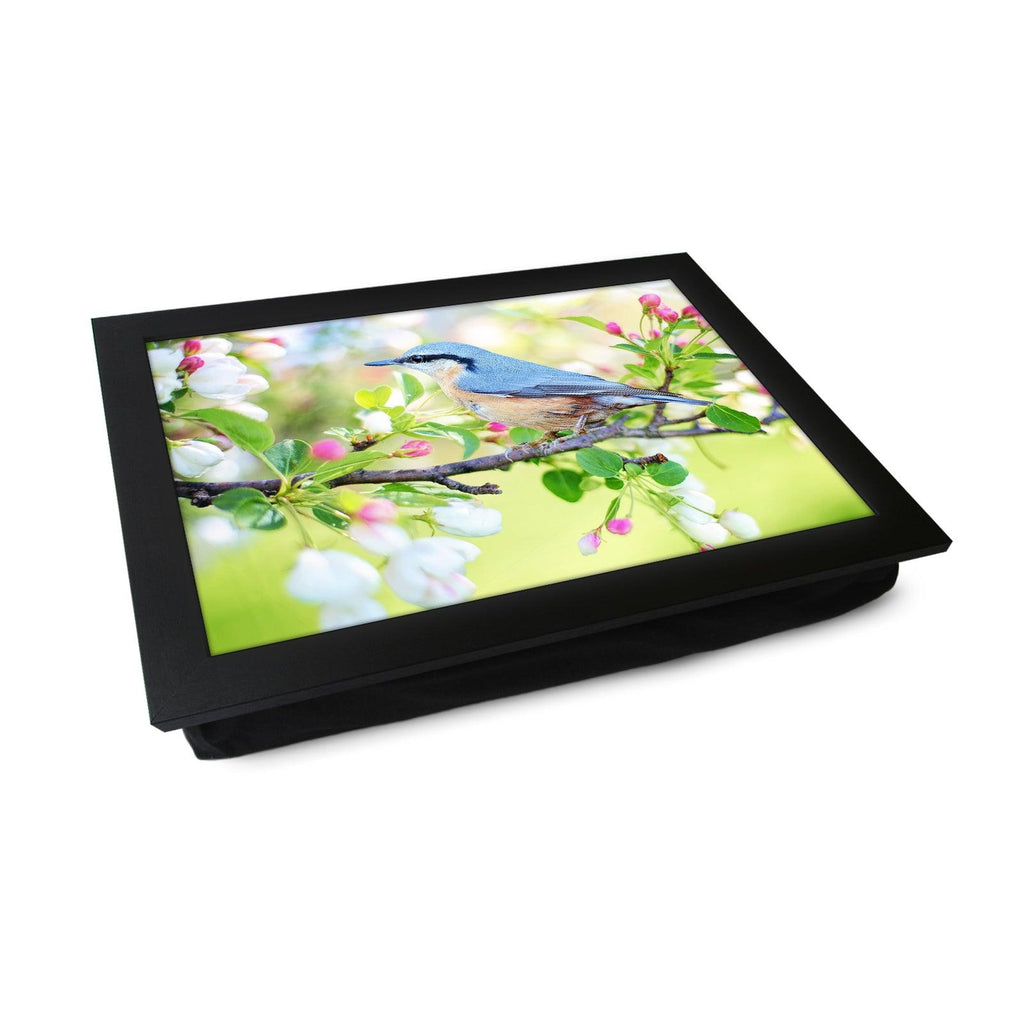 Eurasian Nuthatch Bird On A Blossom Branch Lap Tray - L1187 - Cushioned Lap Trays by Yoosh