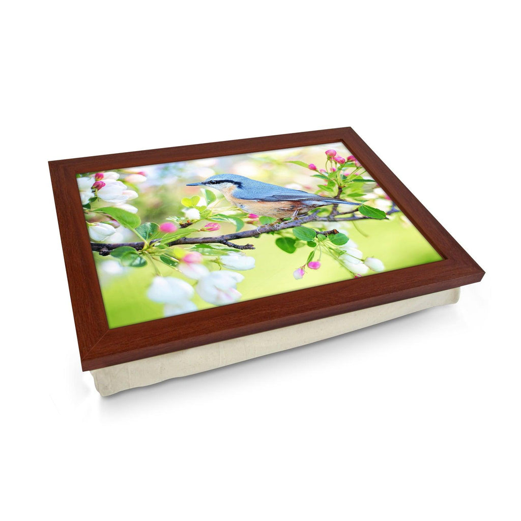 Eurasian Nuthatch Bird On A Blossom Branch Lap Tray - L1187 - Cushioned Lap Trays by Yoosh