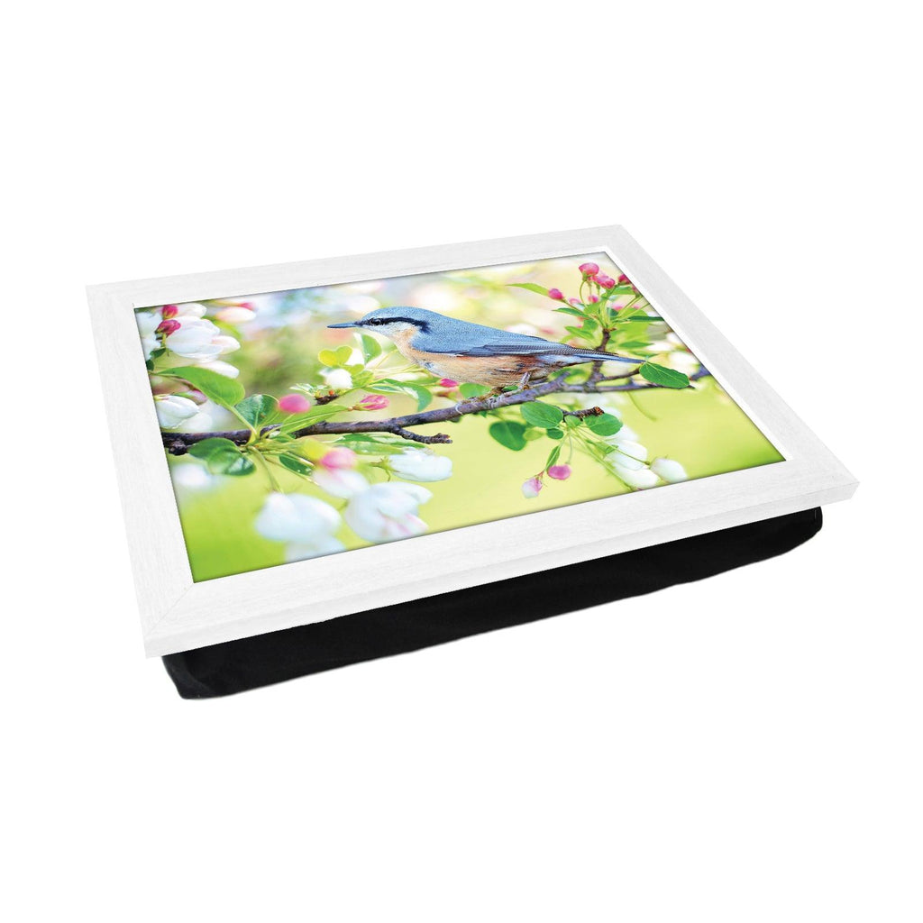 Eurasian Nuthatch Bird On A Blossom Branch Lap Tray - L1187 - Cushioned Lap Trays by Yoosh