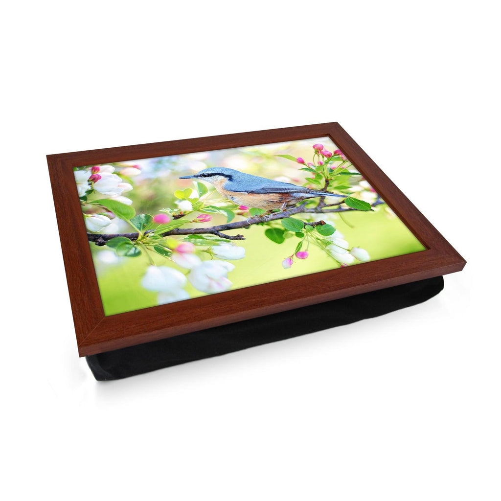 Eurasian Nuthatch Bird On A Blossom Branch Lap Tray - L1187 - Cushioned Lap Trays by Yoosh