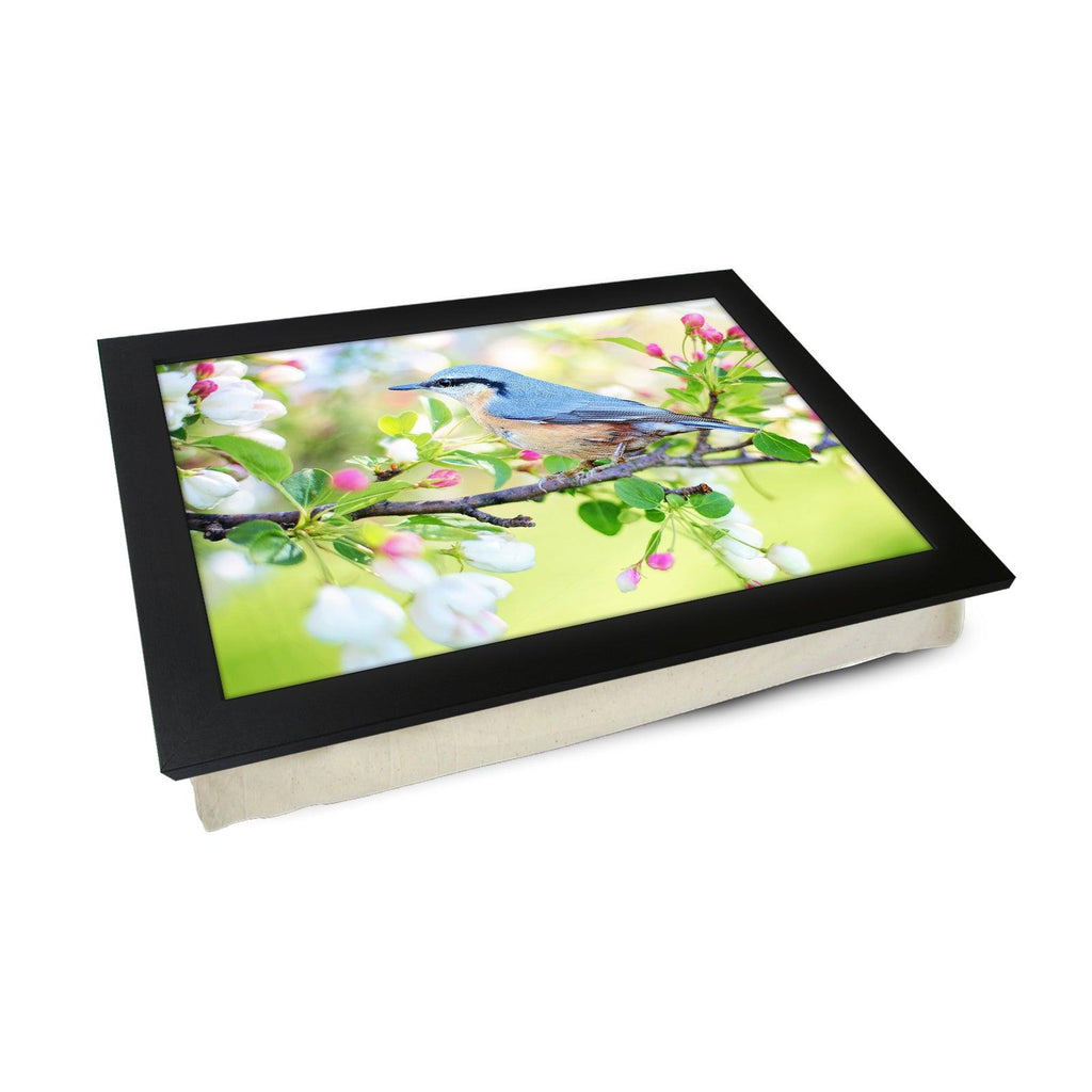 Eurasian Nuthatch Bird On A Blossom Branch Lap Tray - L1187 - Cushioned Lap Trays by Yoosh