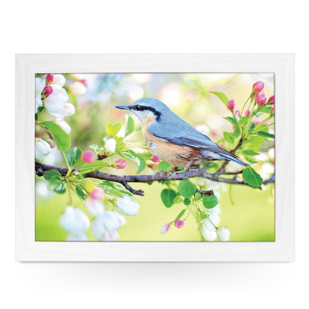 Eurasian Nuthatch Bird On A Blossom Branch Lap Tray - L1187 - Cushioned Lap Trays by Yoosh