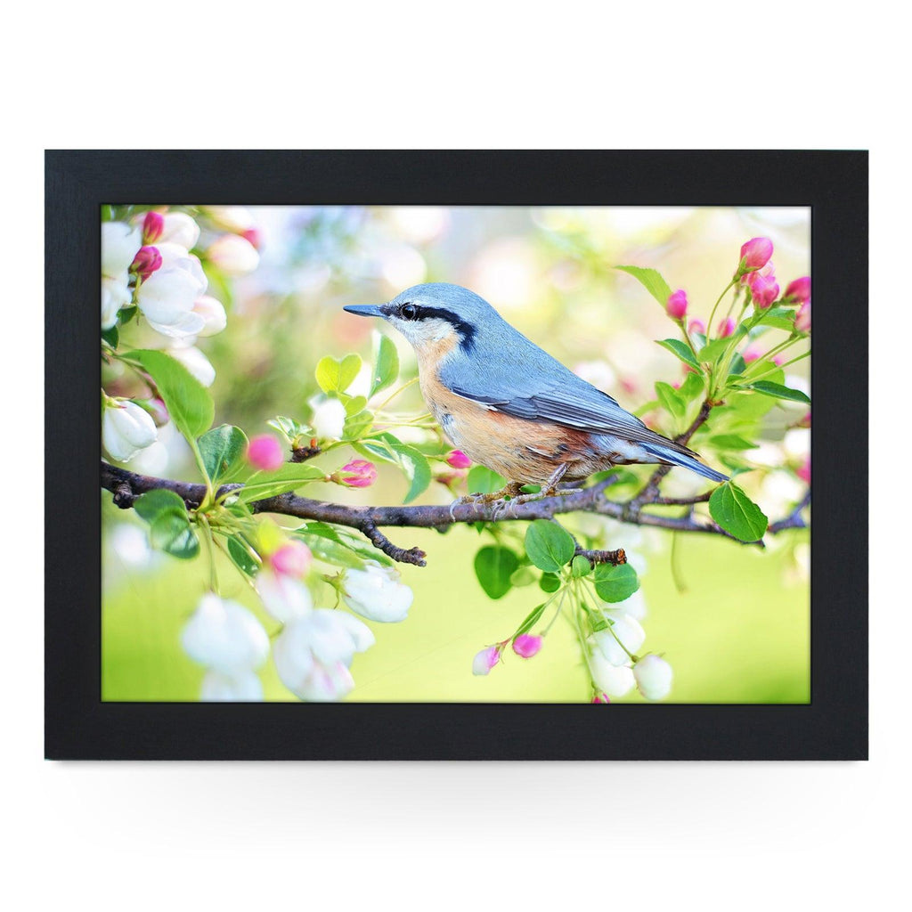 Eurasian Nuthatch Bird On A Blossom Branch Lap Tray - L1187 - Cushioned Lap Trays by Yoosh