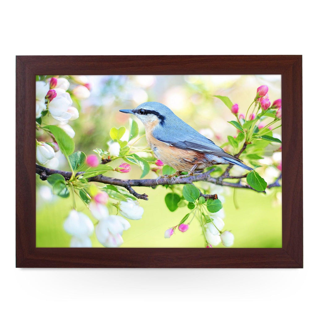 Eurasian Nuthatch Bird On A Blossom Branch Lap Tray - L1187 - Cushioned Lap Trays by Yoosh