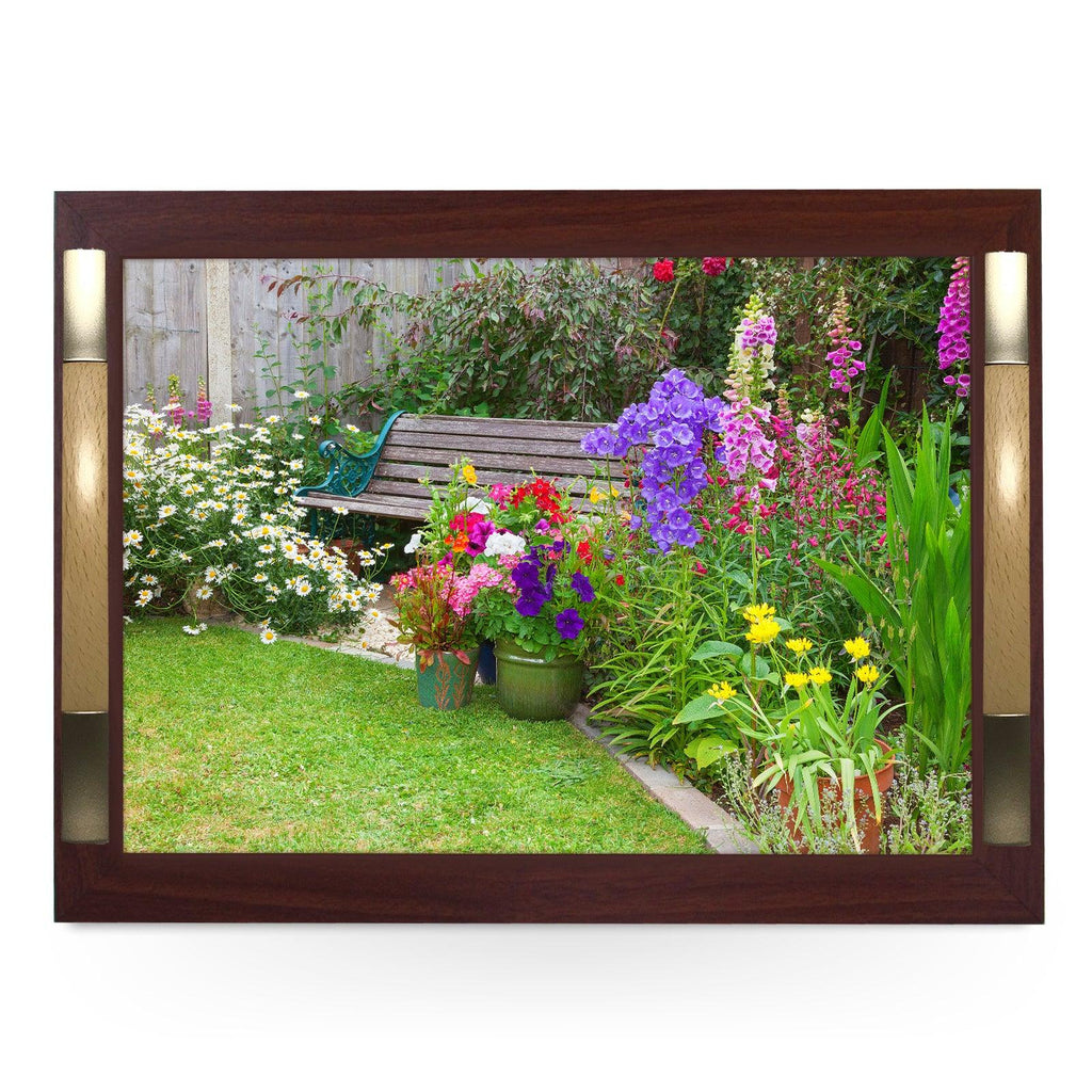 Flowery Garden Bench Serving Tray - 0228 - Cushioned Lap Trays by Yoosh
