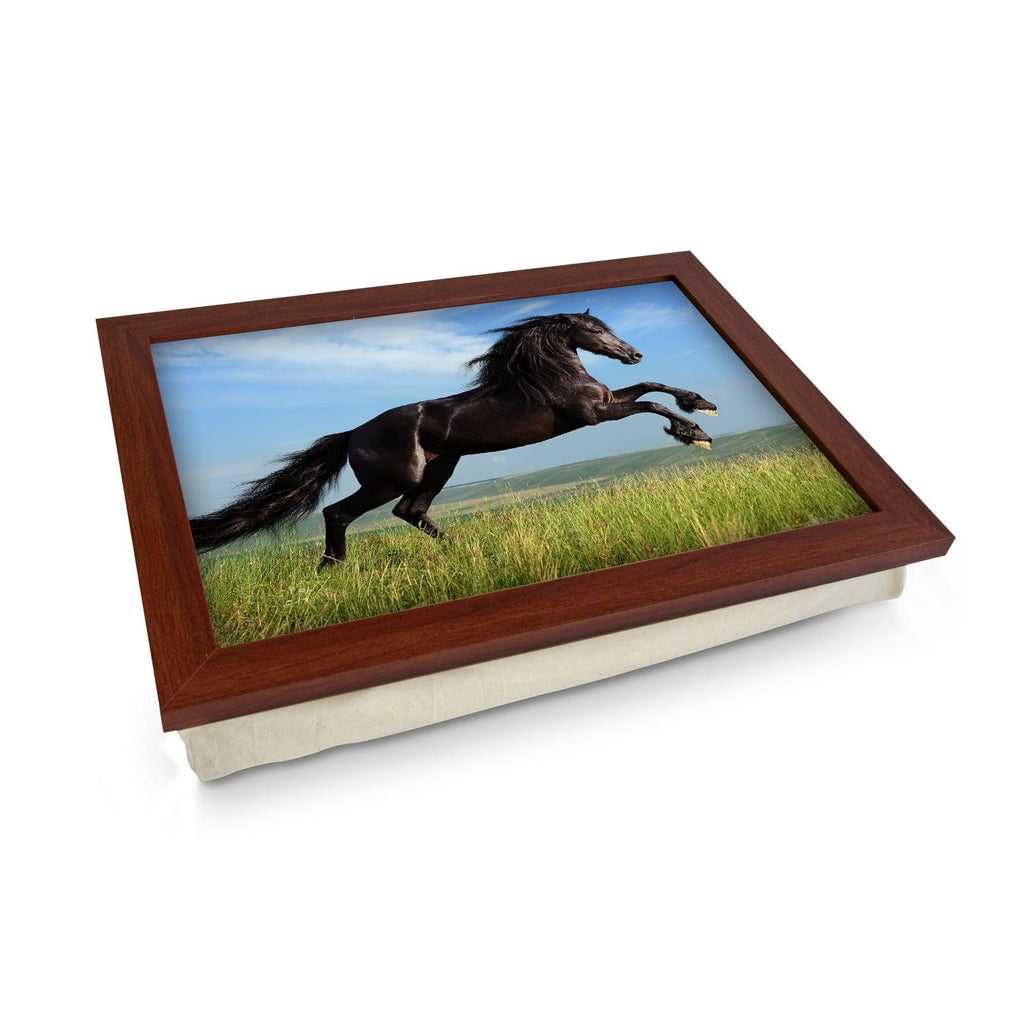 Galloping Black Horse Lap Tray - L0746 Personalised Lap Trays