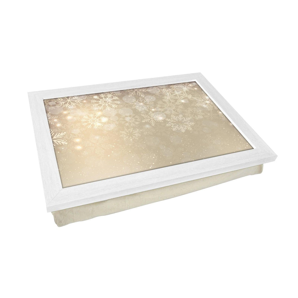 Golden Sparkly Snowflakes Lap Tray - L0568 Personalised Lap Trays