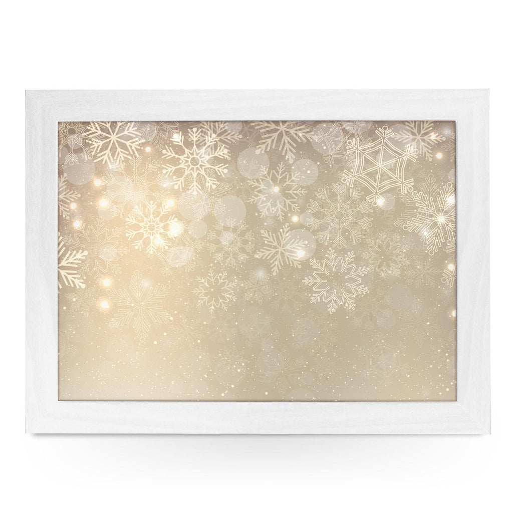 Golden Sparkly Snowflakes Lap Tray - L0568 Personalised Lap Trays