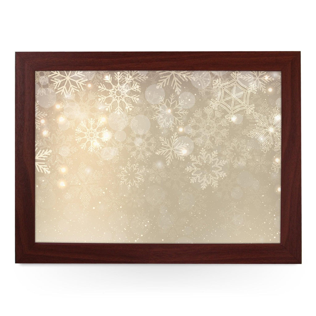 Golden Sparkly Snowflakes Lap Tray - L0568 Personalised Lap Trays