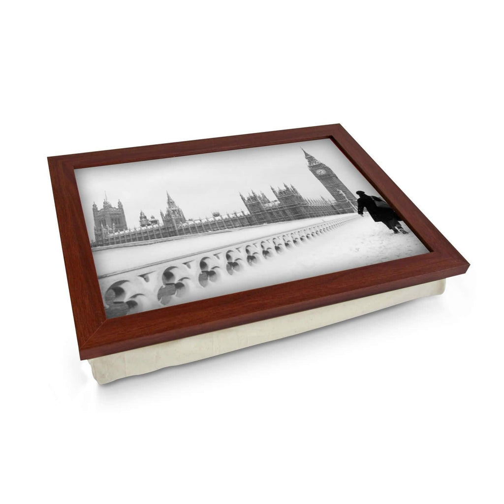 Houses of Parliament in Snow Lap Tray - L0092 Personalised Lap Trays